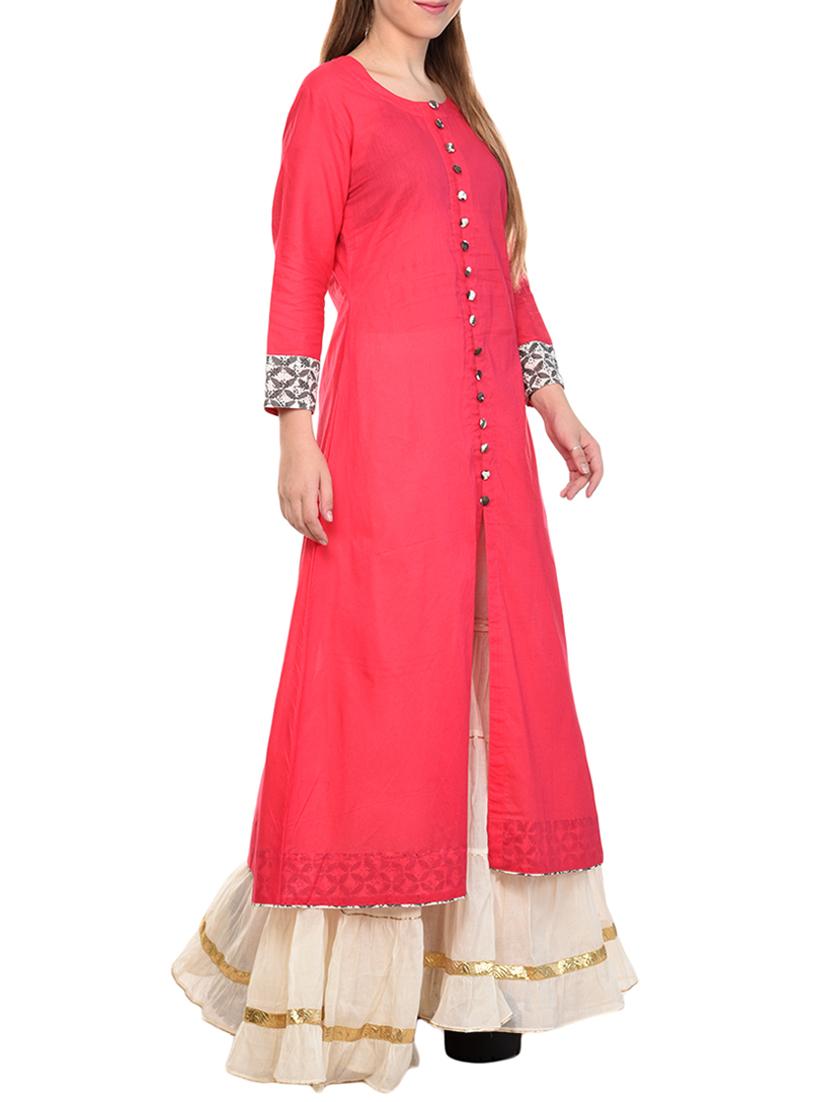 pink a-line kurta - 15316417 - Zoom Image - 2