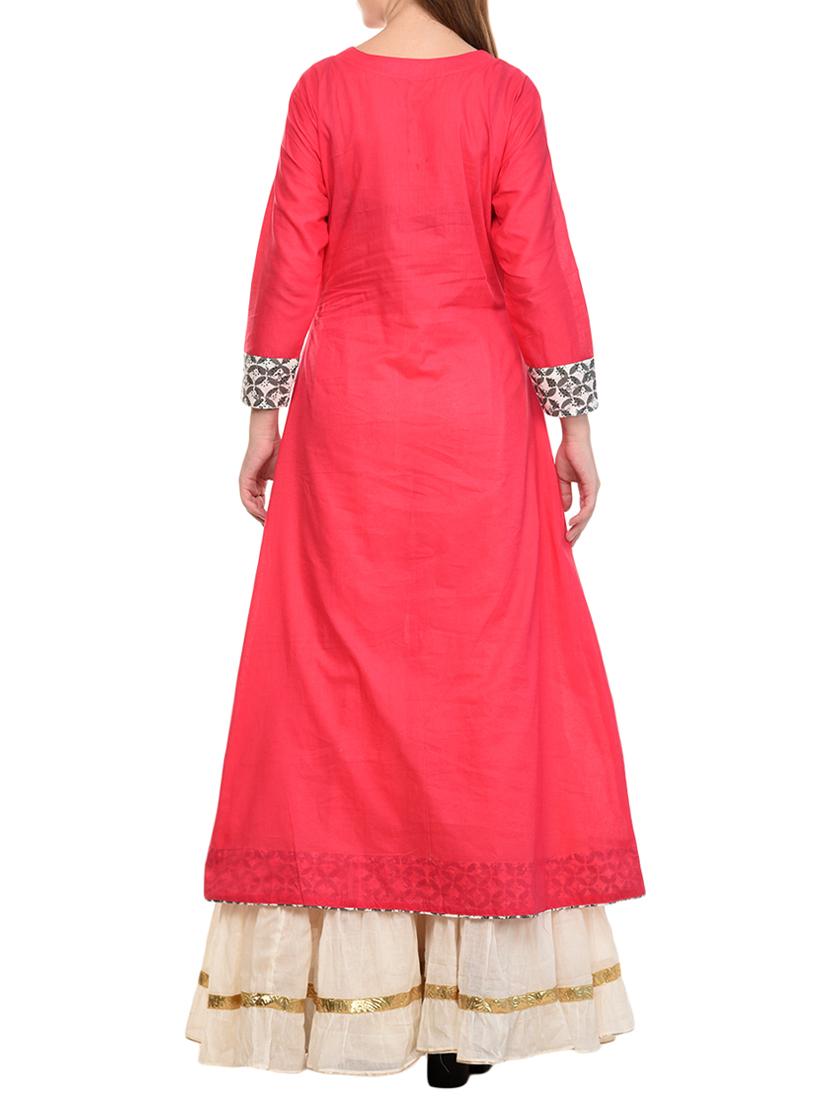 pink a-line kurta - 15316417 - Zoom Image - 3