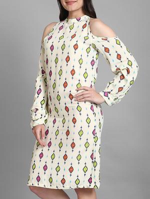 ikat print cold shoulder shift dress - 15316742 - Standard Image - 2