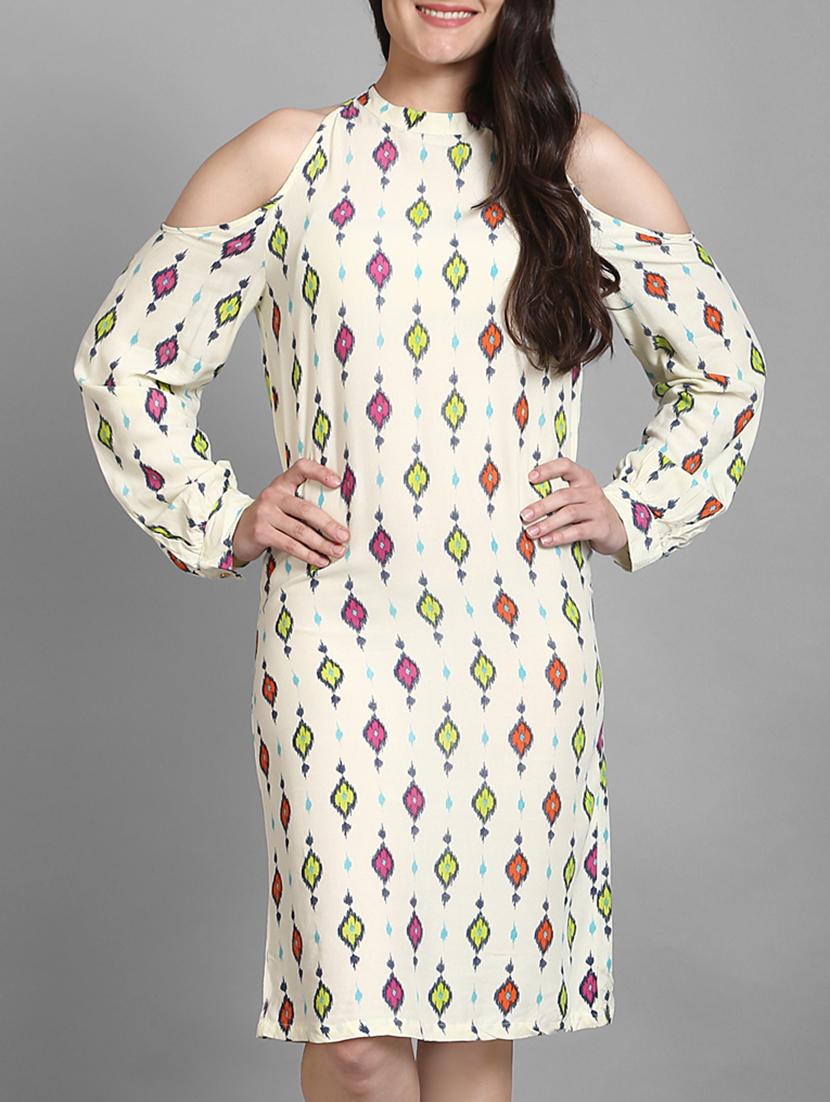 ikat print cold shoulder shift dress - 15316742 - Zoom Image - 1