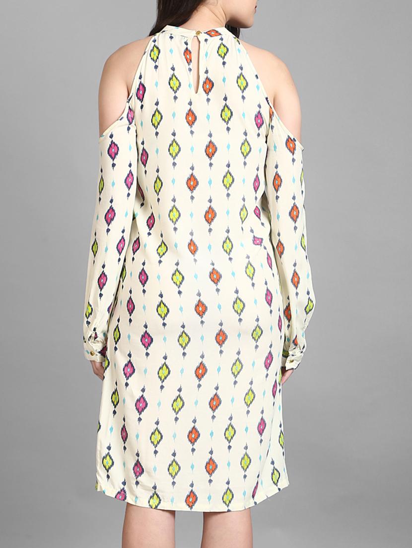 ikat print cold shoulder shift dress - 15316742 - Zoom Image - 3