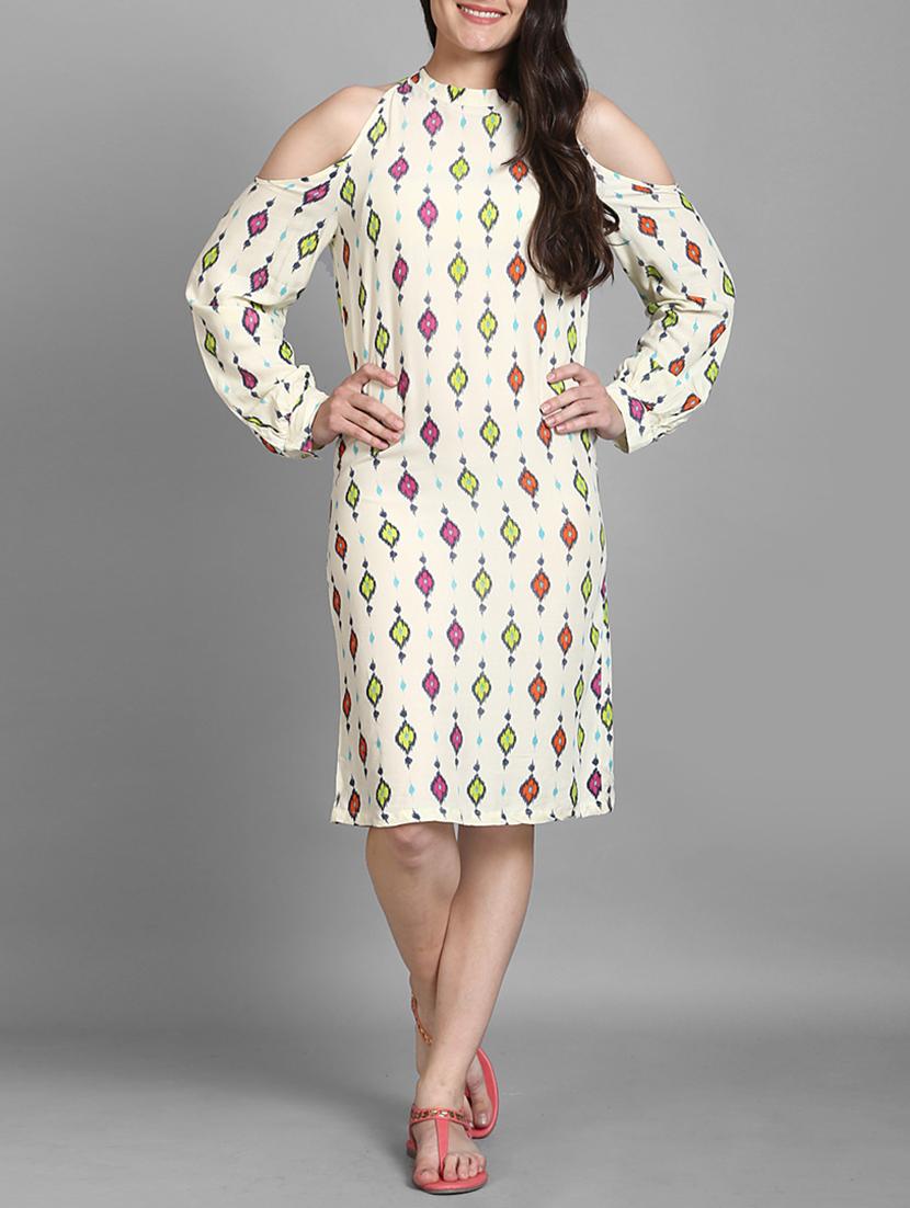 ikat print cold shoulder shift dress - 15316742 - Zoom Image - 4