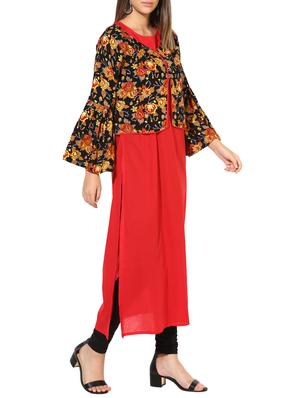 straight bell sleeves kurta - 15317040 - Standard Image - 2