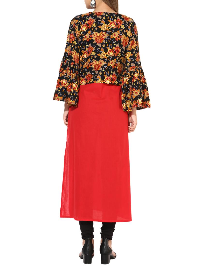 straight bell sleeves kurta - 15317040 - Zoom Image - 3