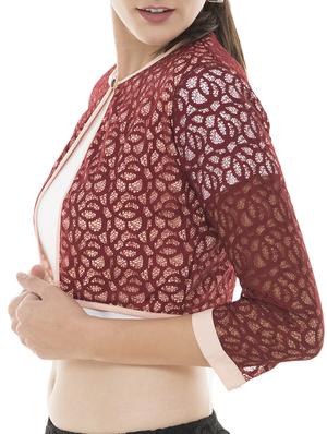 contrast piping short shrug - 15317376 - Standard Image - 2