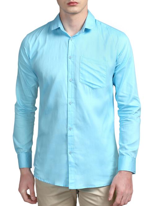 blue cotton casual shirt - 15317580 - Very Small Image - 1