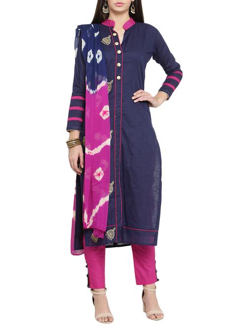 embroidered unstitched straight pant suit - 15317603 - Standard Image - 1