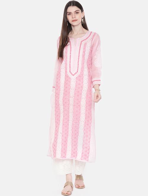 straight chikankari kurta - 15318322 - Standard Image - 1