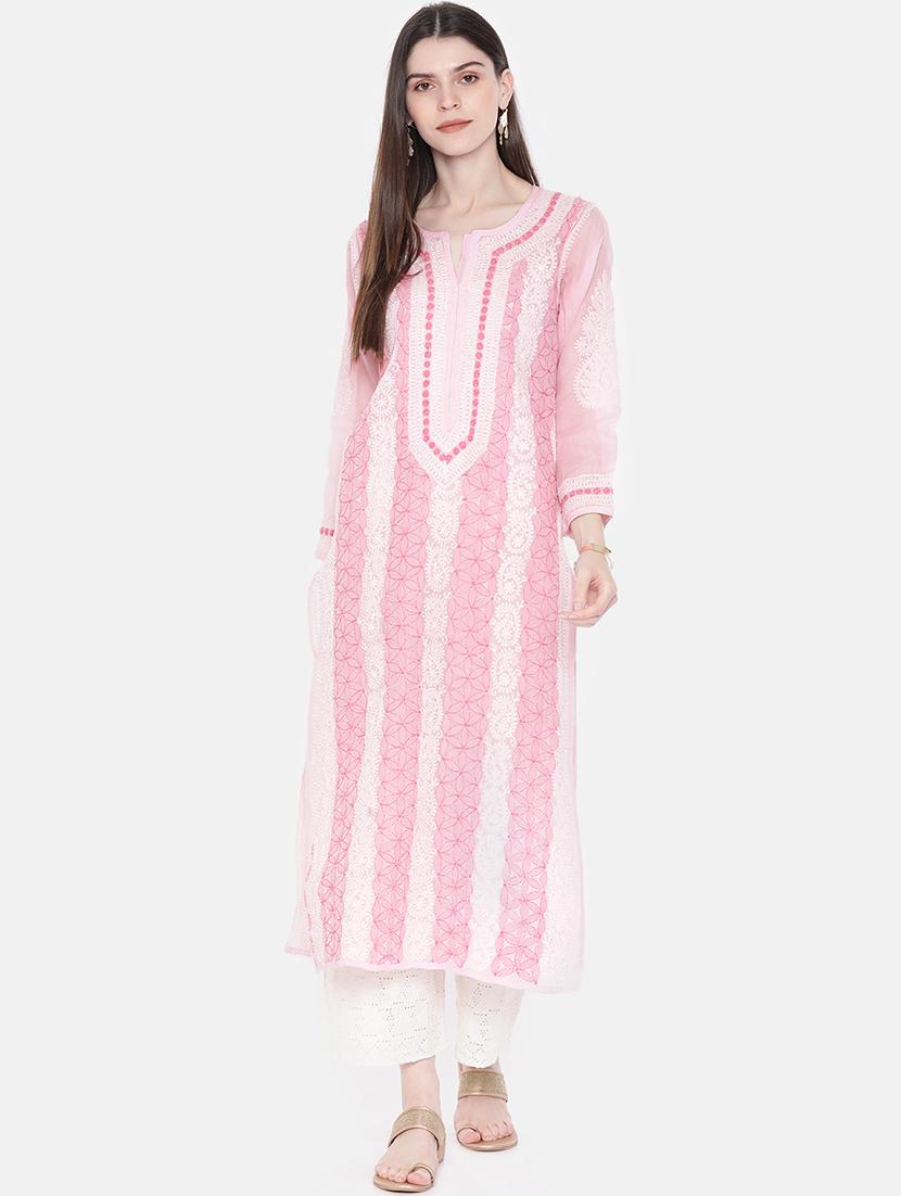 straight chikankari kurta - 15318322 - Zoom Image - 1