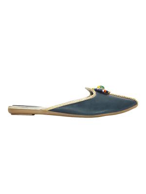 navy faux leather slip on jutis & mojaris - 15318642 - Standard Image - 2
