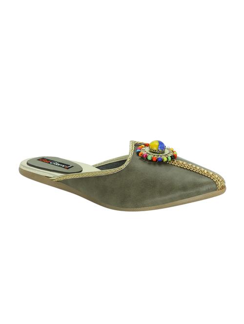 green faux leather slip on jutis & mojaris - 15318643 - Standard Image - 1
