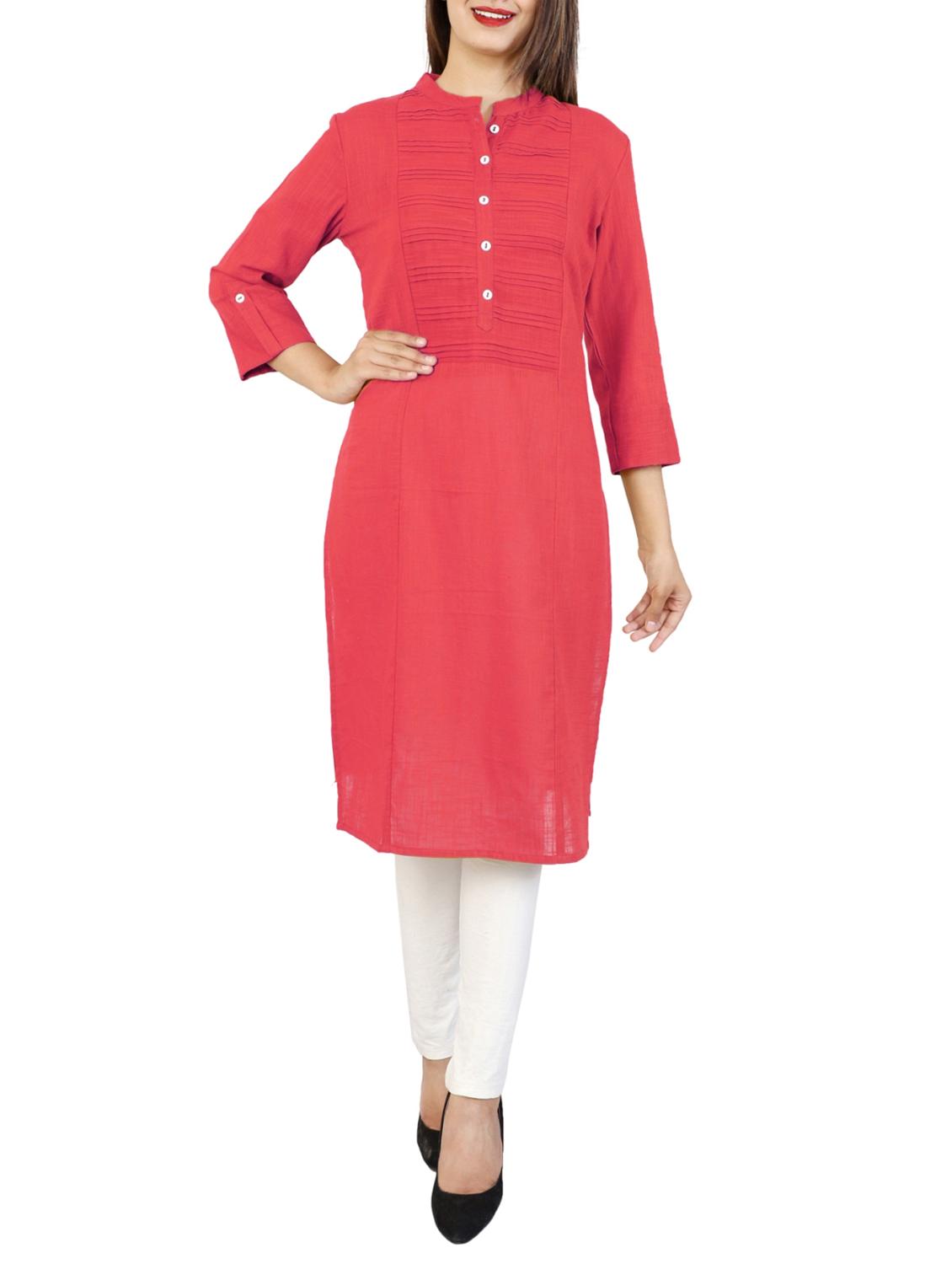pink straight kurta - 15318781 - Zoom Image - 1
