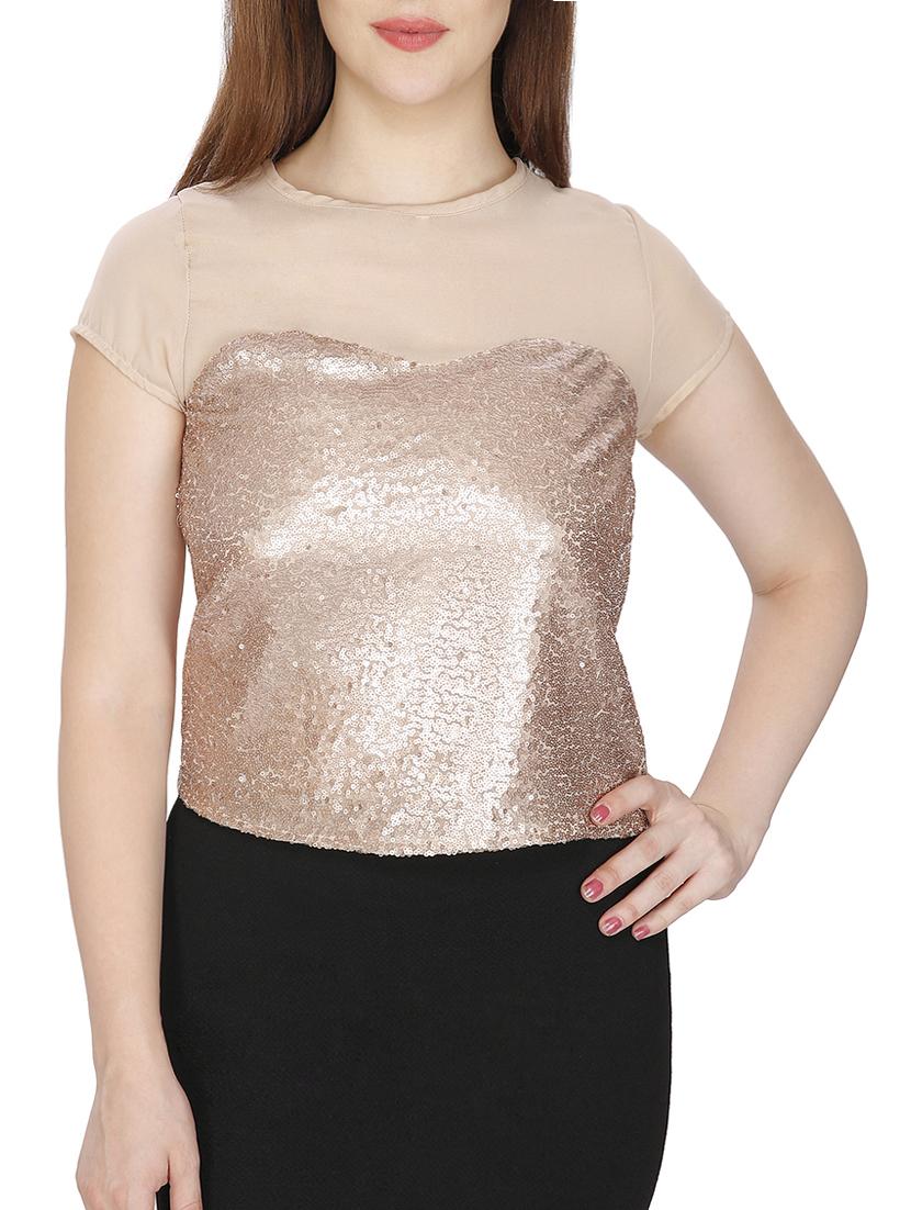 mesh panel sequined top - 15318795 - Zoom Image - 1