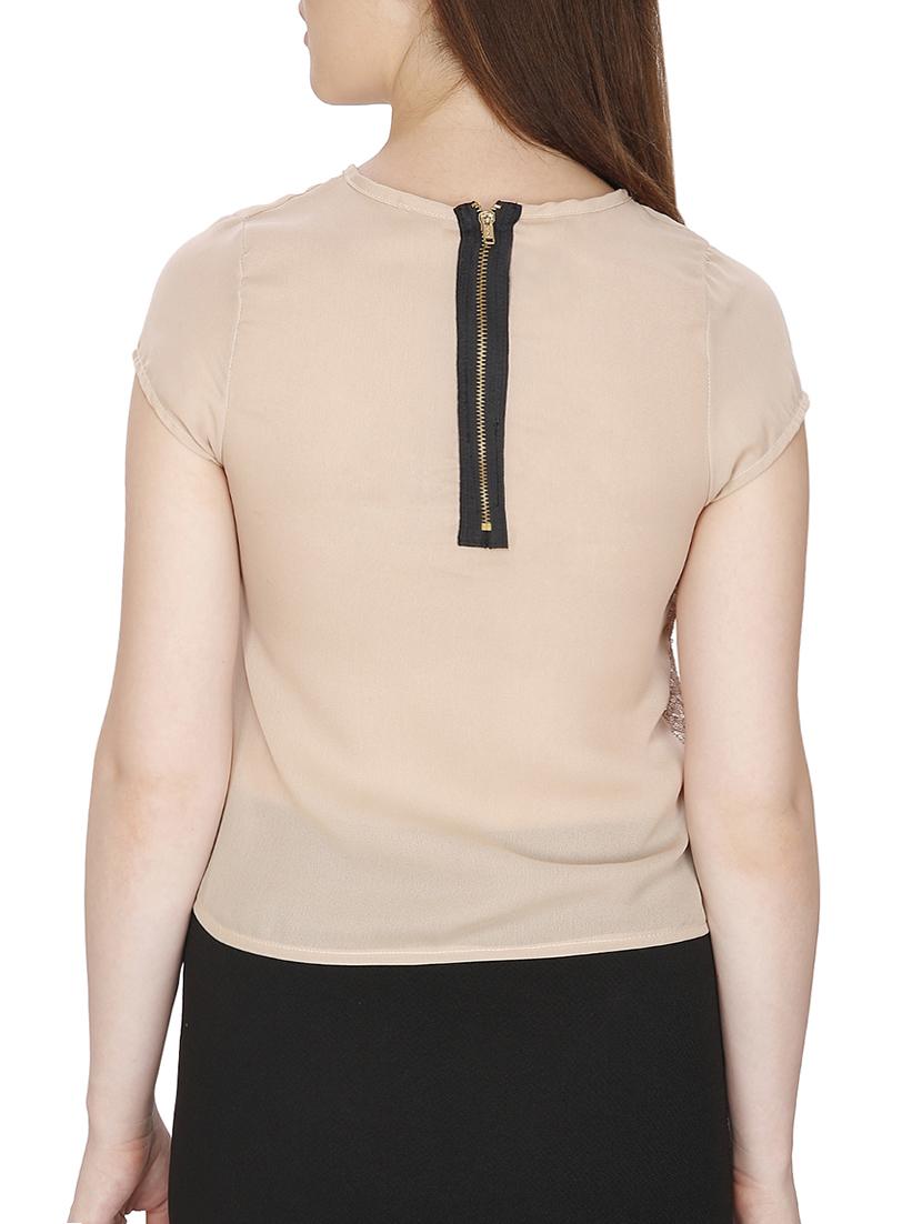 mesh panel sequined top - 15318795 - Zoom Image - 3