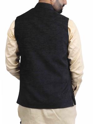black velvet nehru jacket - 15318805 - Standard Image - 3