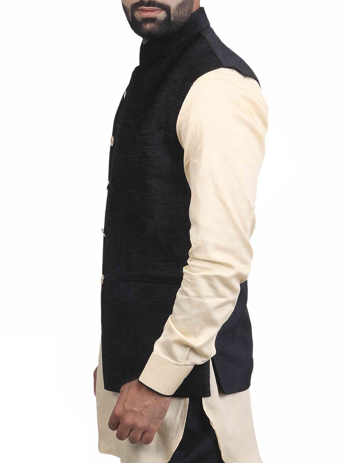black velvet nehru jacket - 15318805 - Zoom Image - 2