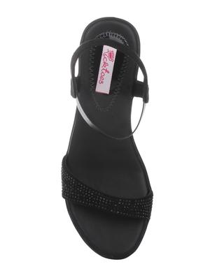 black faux leather back strap sandals - 15318876 - Standard Image - 4