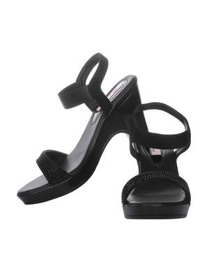 black faux leather back strap sandals - 15318876 - Standard Image - 5