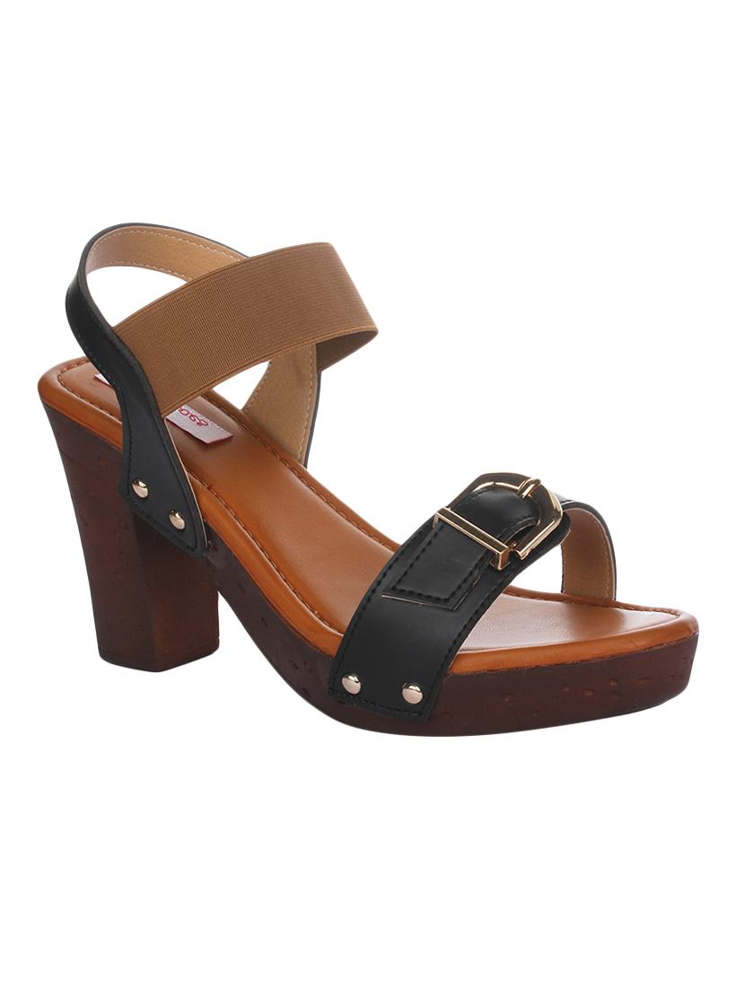 black faux leather back strap sandals - 15318880 - Zoom Image - 1
