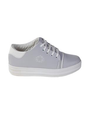 grey faux leather laceup sneakers - 15320174 - Standard Image - 2