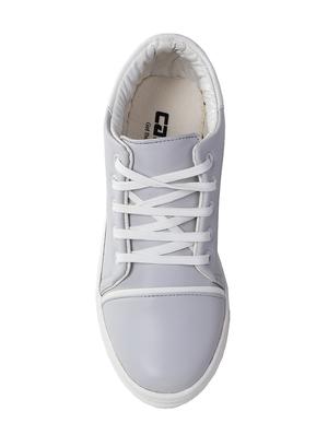 grey faux leather laceup sneakers - 15320174 - Standard Image - 3