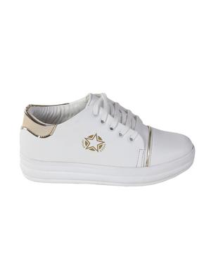 white faux leather laceup sneakers - 15320175 - Standard Image - 2