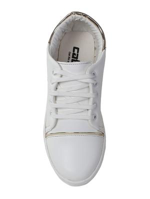 white faux leather laceup sneakers - 15320175 - Standard Image - 3