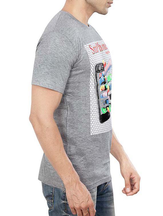 grey cotton chest print tshirt - 15320412 - Zoom Image - 2