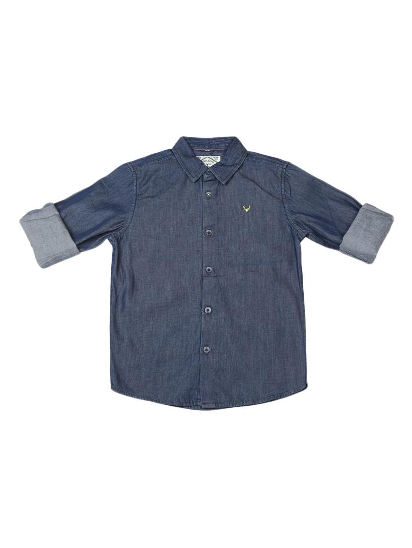 navy blue cotton shirt - 15321206 - Zoom Image - 1
