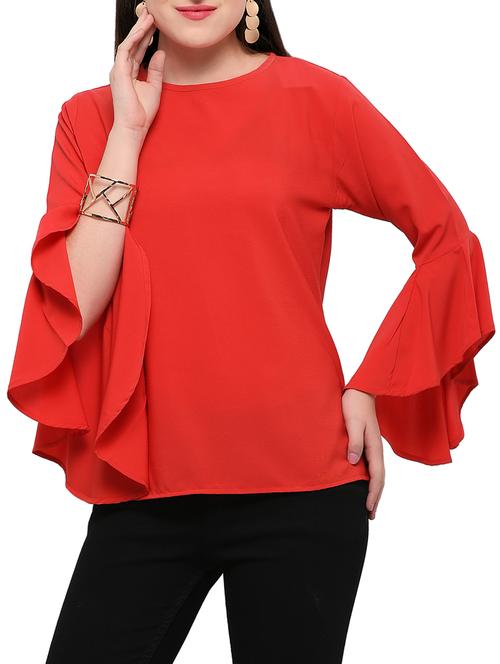 asymmetric bell sleeved top - 15321249 - Very Small Image - 1