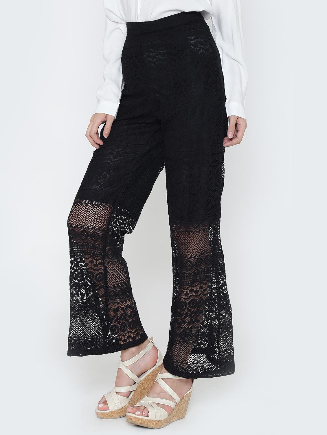 crochet flared hem palazzo - 15321529 - Zoom Image - 2