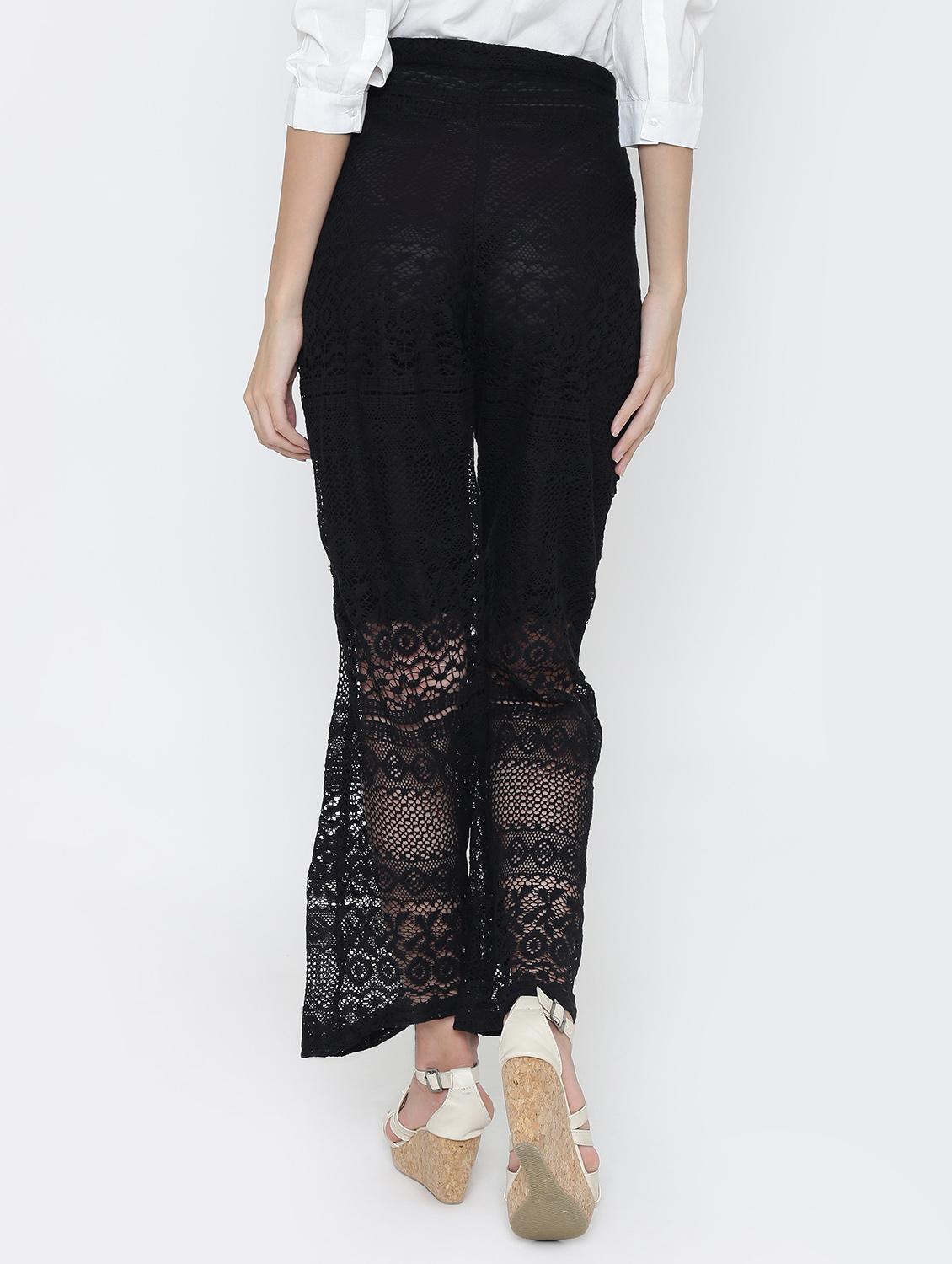 crochet flared hem palazzo - 15321529 - Zoom Image - 3