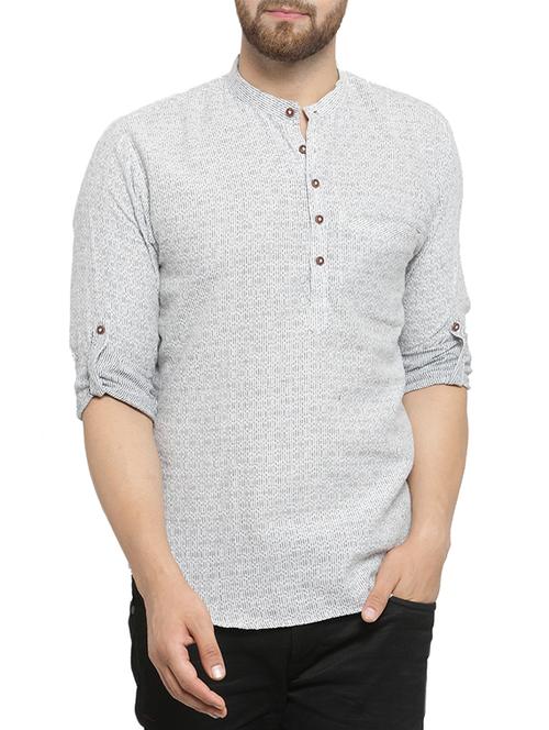 white cotton short kurta - 15321743 - Very Small Image - 1