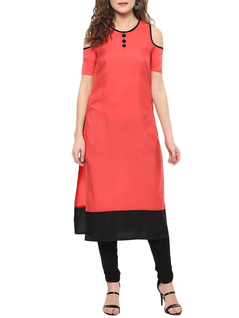 straight cold shoulder kurta - 15322289 - Zoom Image - 1