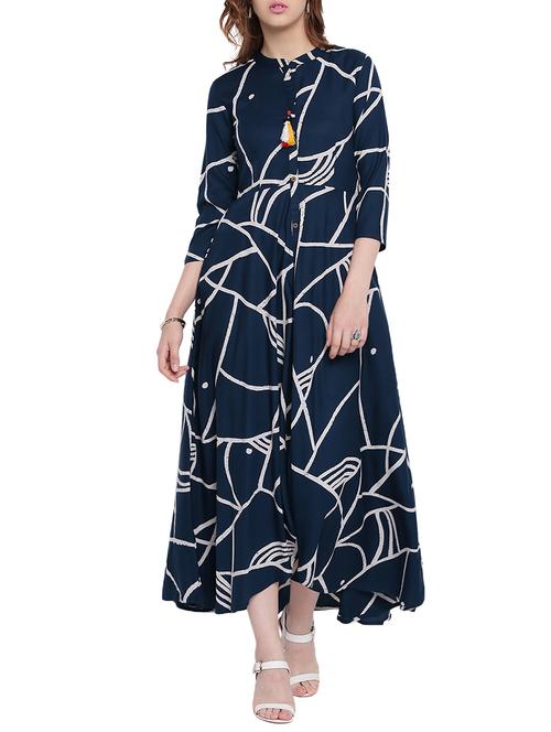 abstract print flared kurta - 15323094 - Standard Image - 1