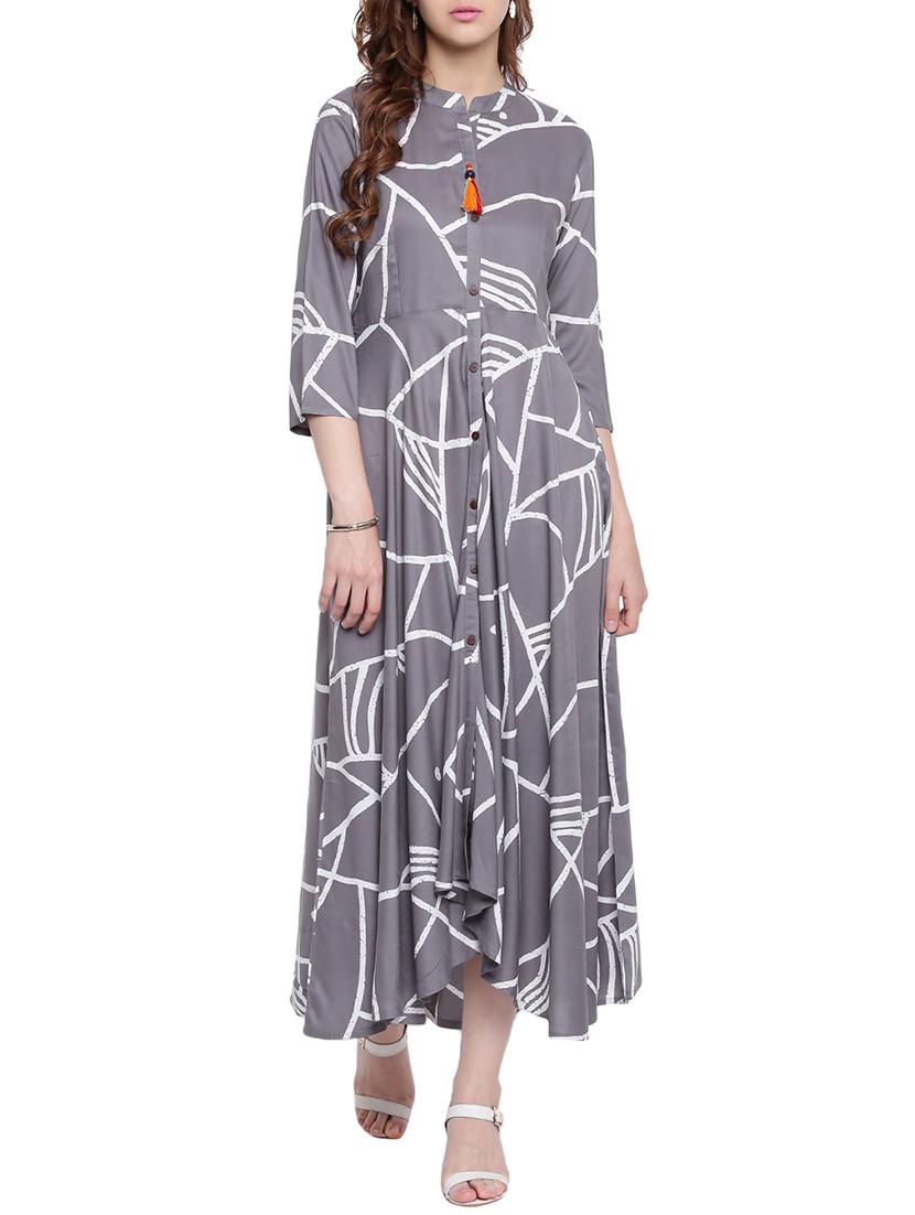 flared abstract print kurta - 15323095 - Zoom Image - 1