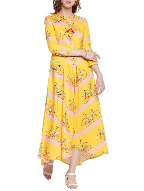 quirky print flared kurta - 15323098 - Standard Image - 1