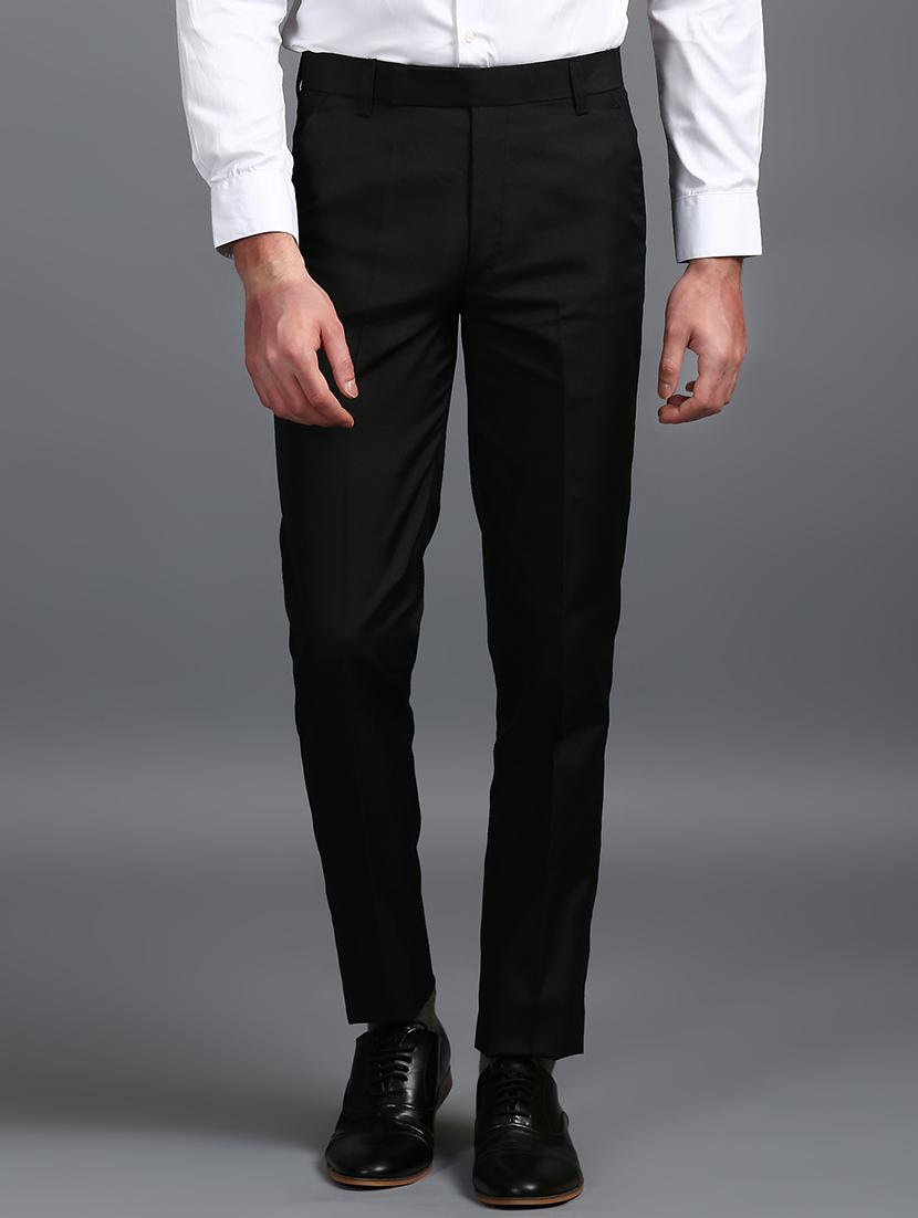 black 100% viscose flat front trousers formal - 15323313 - Zoom Image - 1