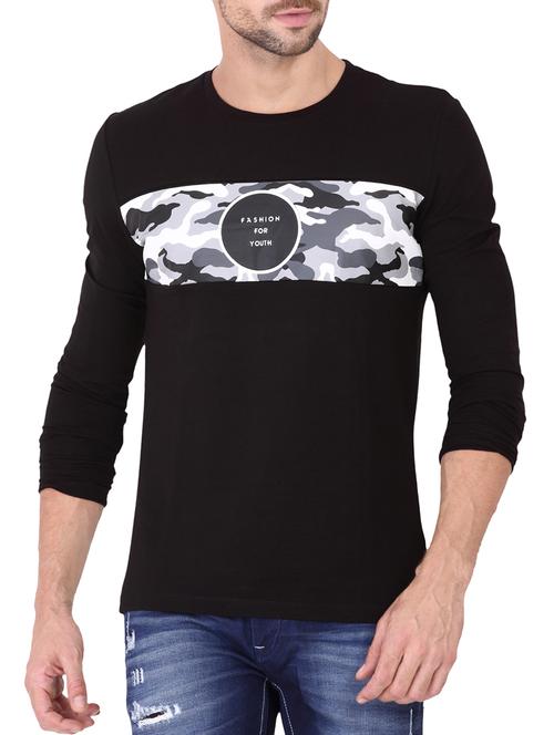 black cotton chest print tshirt - 15323470 - Standard Image - 1