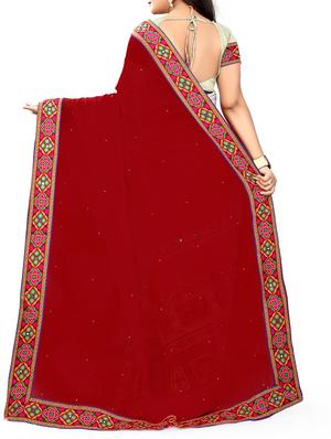 embroidered half and half saree with blouse - 15324293 - Standard Image - 2