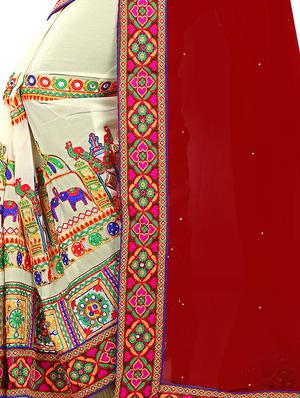 embroidered half and half saree with blouse - 15324293 - Standard Image - 3
