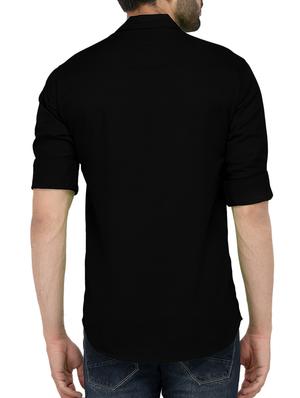 black solidcasual shirt - 15324935 - Standard Image - 3