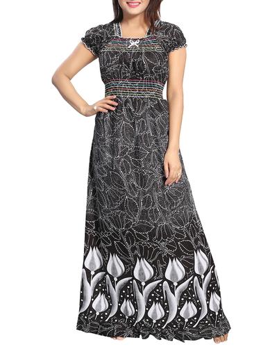 Smocking detail printed nightwear gown - 15325235 - Very Small Image - 1
