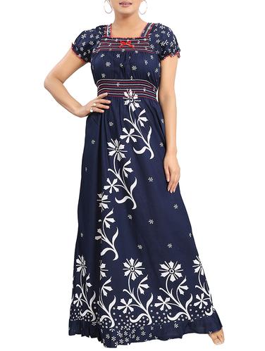 Smocking detail printed nightwear gown - 15325263 - Very Small Image - 1