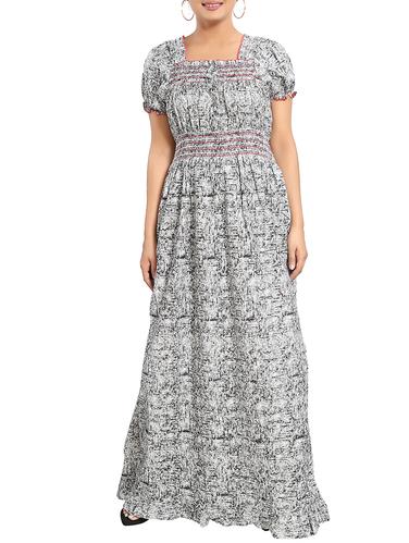 Smocking detail printed nightwear gown - 15325272 - Very Small Image - 1