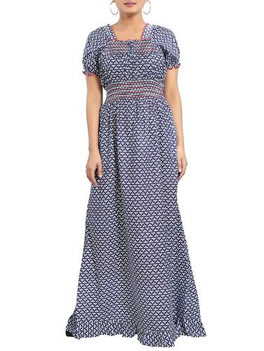 Smocking detail printed nightwear gown - 15325273 - Very Small Image - 1