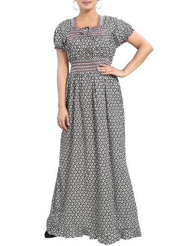 Smocking detail printed nightwear gown - 15325279 - Very Small Image - 1