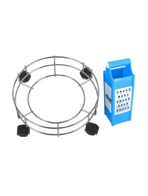 Stainless Steel Cylinder Trolley With Wheel+ 1pc 4u slicer grater - 15326017 - Standard Image - 1