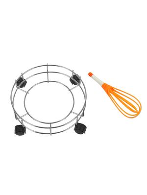 Stainless Steel Cylinder Trolley With Wheel + 1pc egg beater buttermilk whisk - 15326021 - Standard Image - 1