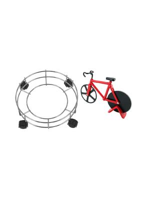 Stainless Steel Cylinder Trolley With Wheel + 1pc cycle type pizza doza cutter - 15326034 - Standard Image - 1